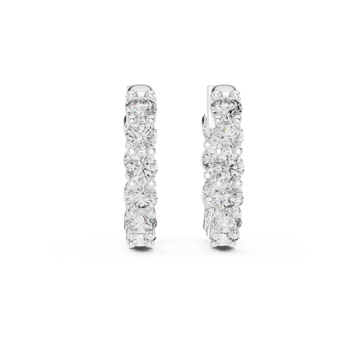 Premium Round Diamond Hoop Earrings in White Gold – Sophisticated Everyday Fine Jewelry Essential