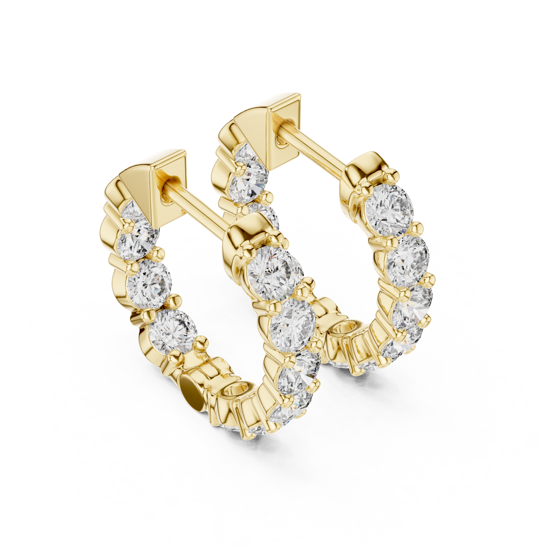Premium Round Diamond Hoop Earrings in White Gold – Sophisticated Everyday Fine Jewelry Essential