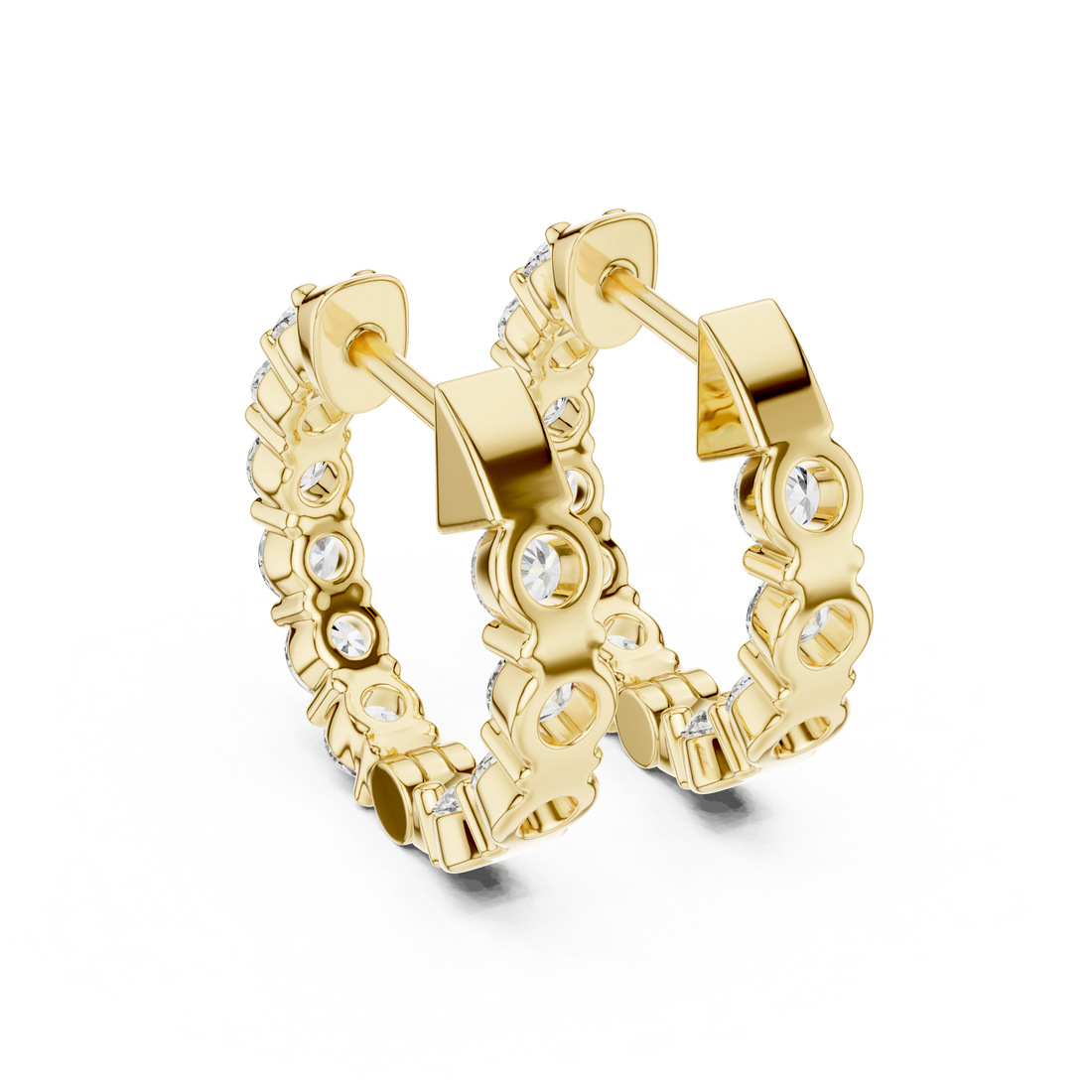 Premium Round Diamond Hoop Earrings in White Gold – Sophisticated Everyday Fine Jewelry Essential