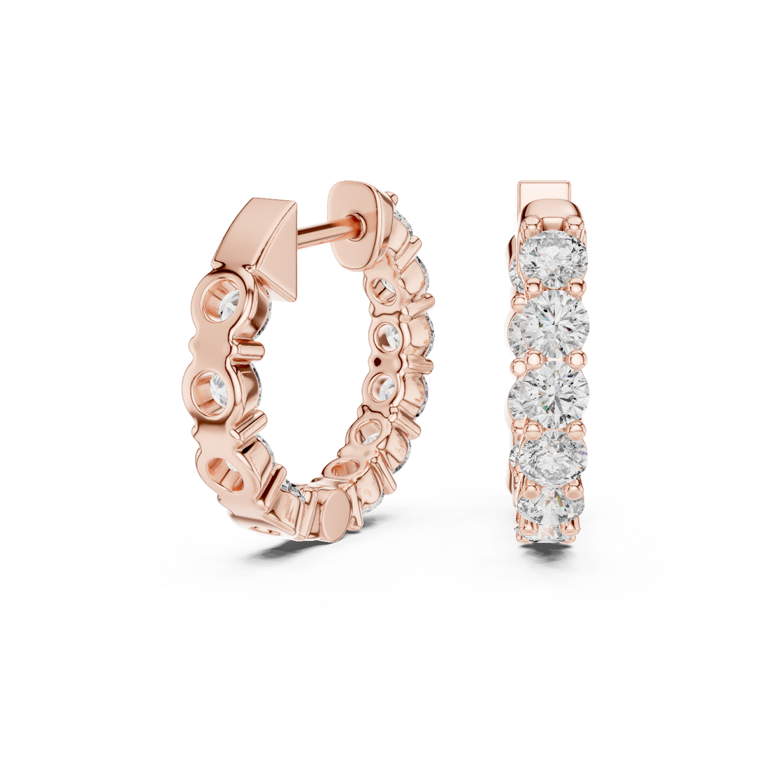 Premium Round Diamond Hoop Earrings in White Gold – Sophisticated Everyday Fine Jewelry Essential