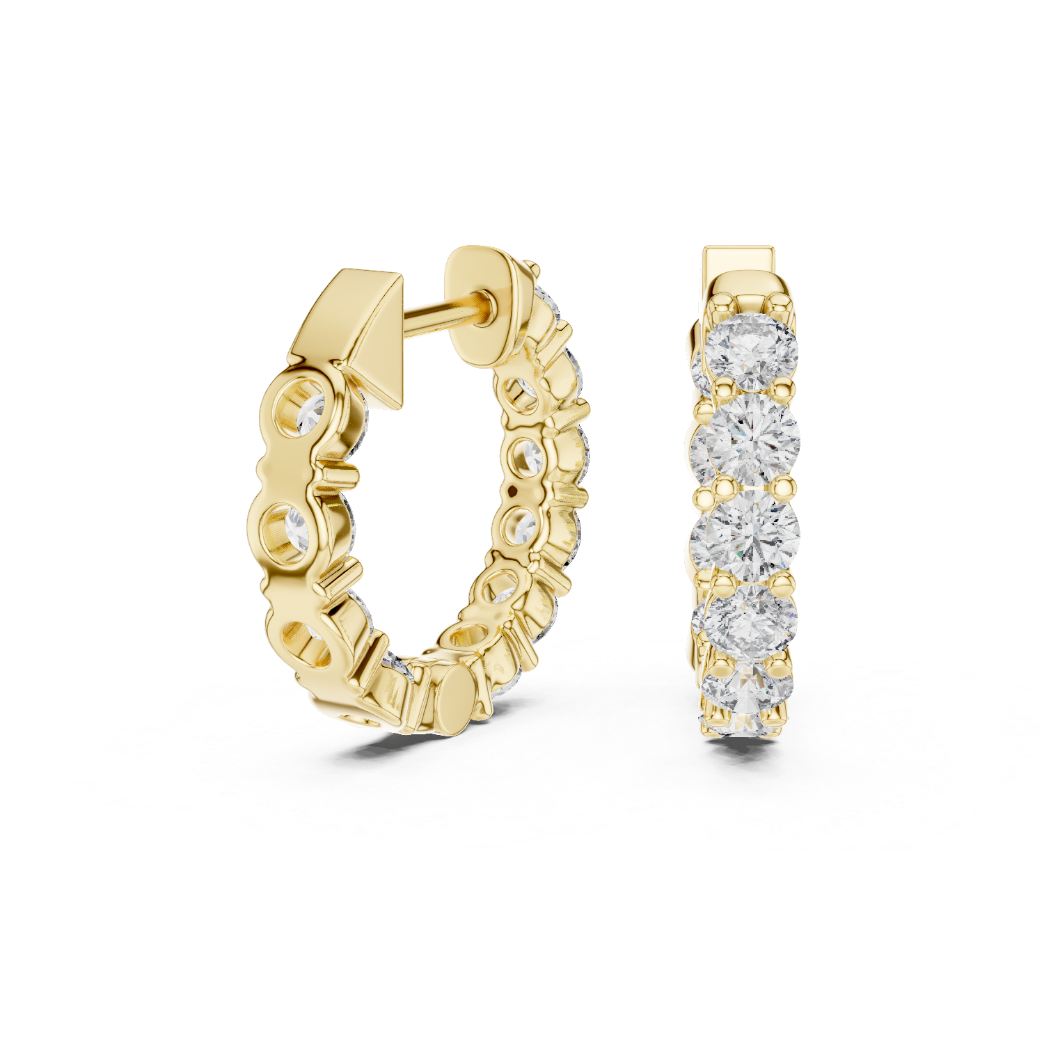 Premium Round Diamond Hoop Earrings in White Gold – Sophisticated Everyday Fine Jewelry Essential