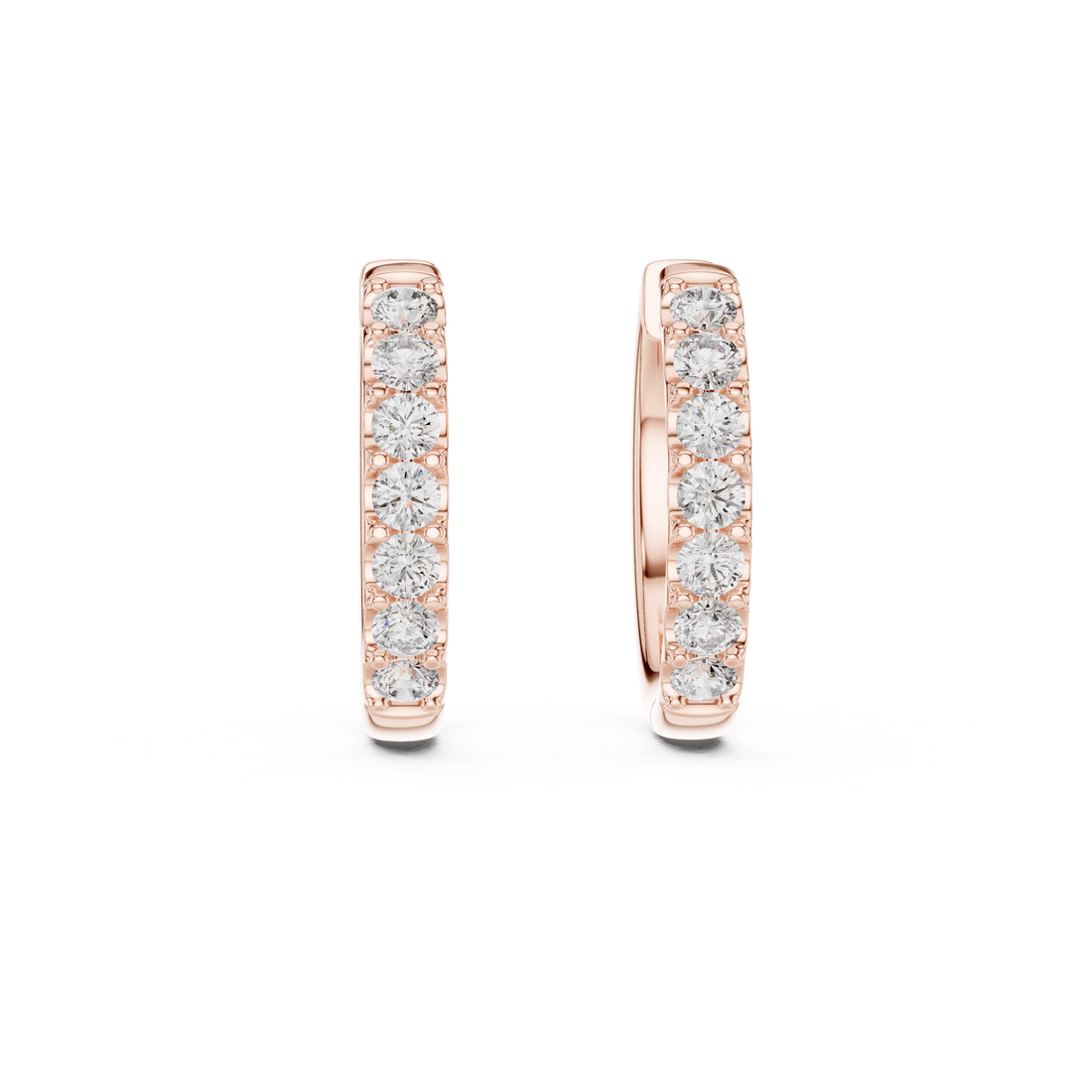 Modern Minimalist Half Circle Earrings with High Sparkle - White Gold Diamond Hoops
