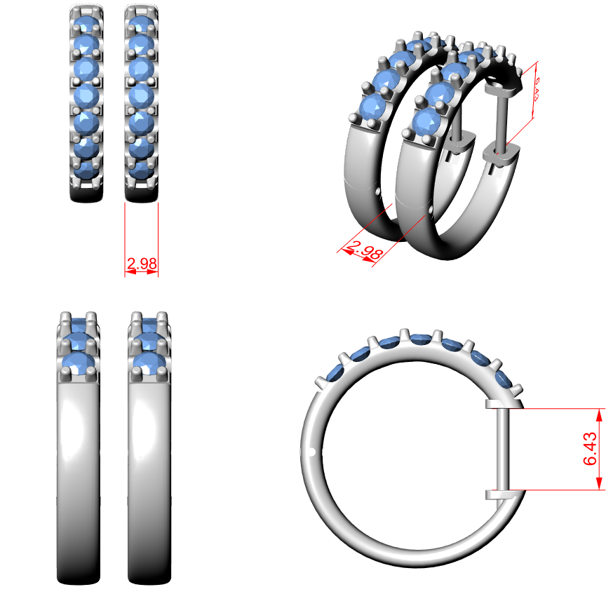 Modern Minimalist Half Circle Earrings with High Sparkle - White Gold Diamond Hoops