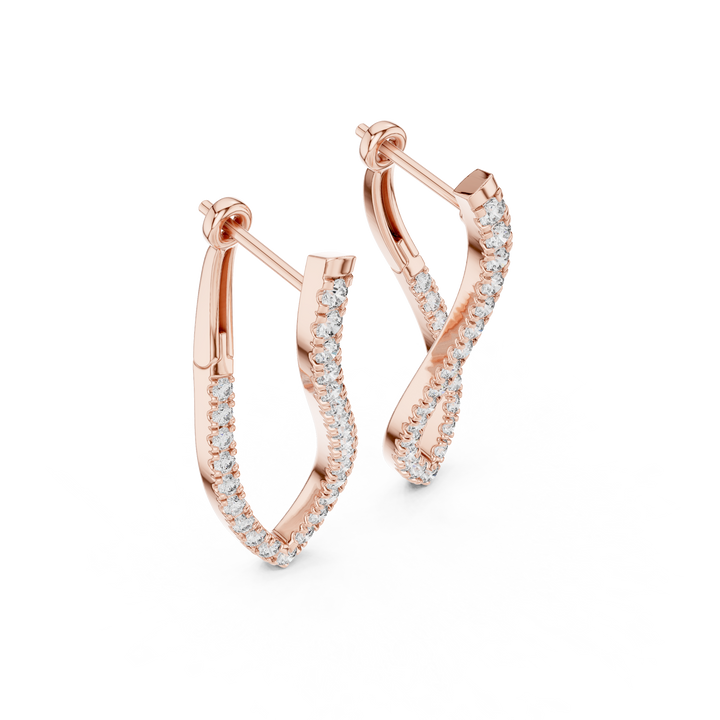 Modern Infinity Style Diamond Drop Earrings in White Gold – Sleek Twisted Hoop Design