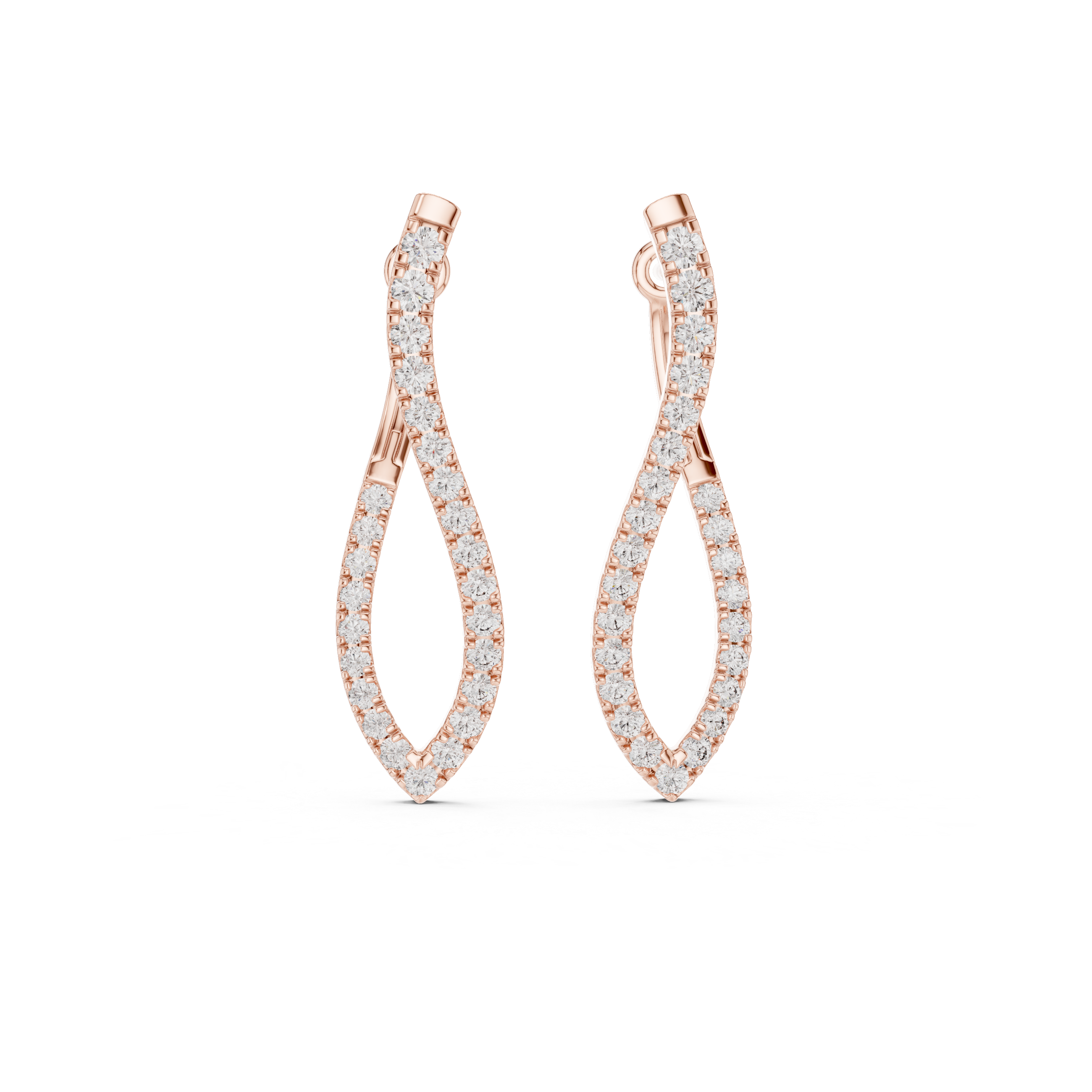 Modern Infinity Style Diamond Drop Earrings in White Gold – Sleek Twisted Hoop Design
