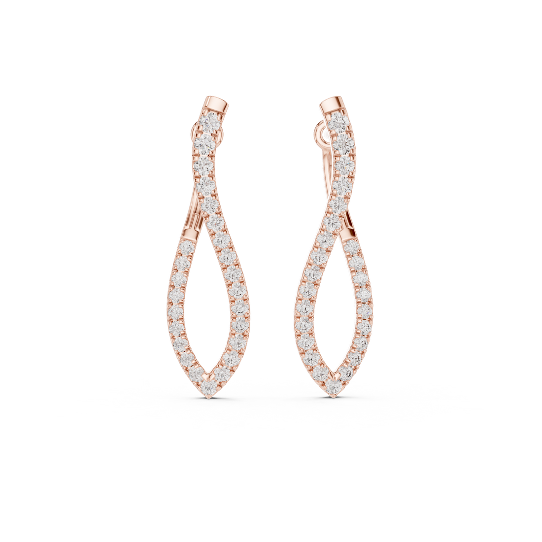 Modern Infinity Style Diamond Drop Earrings in White Gold – Sleek Twisted Hoop Design