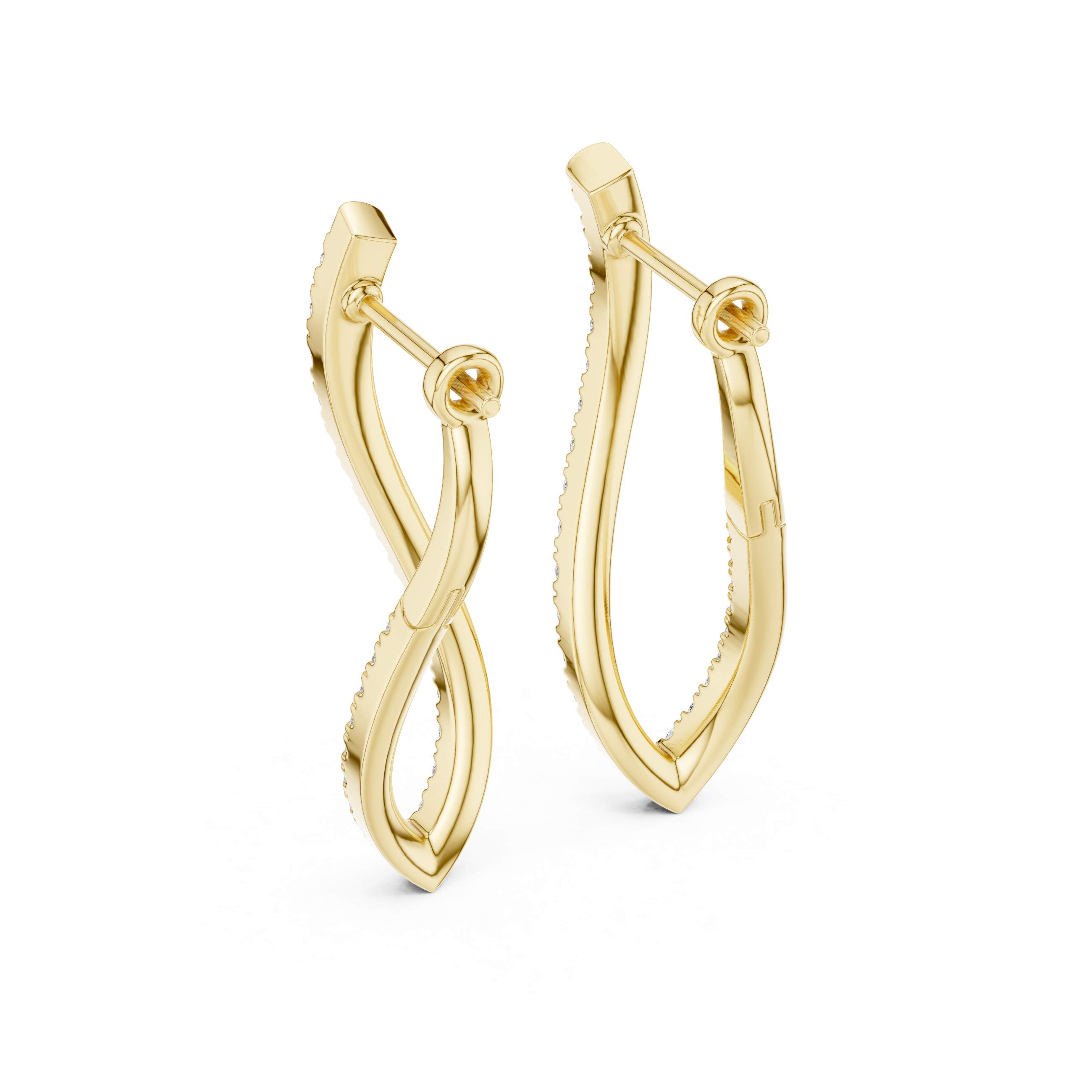 Modern Infinity Style Diamond Drop Earrings in White Gold – Sleek Twisted Hoop Design