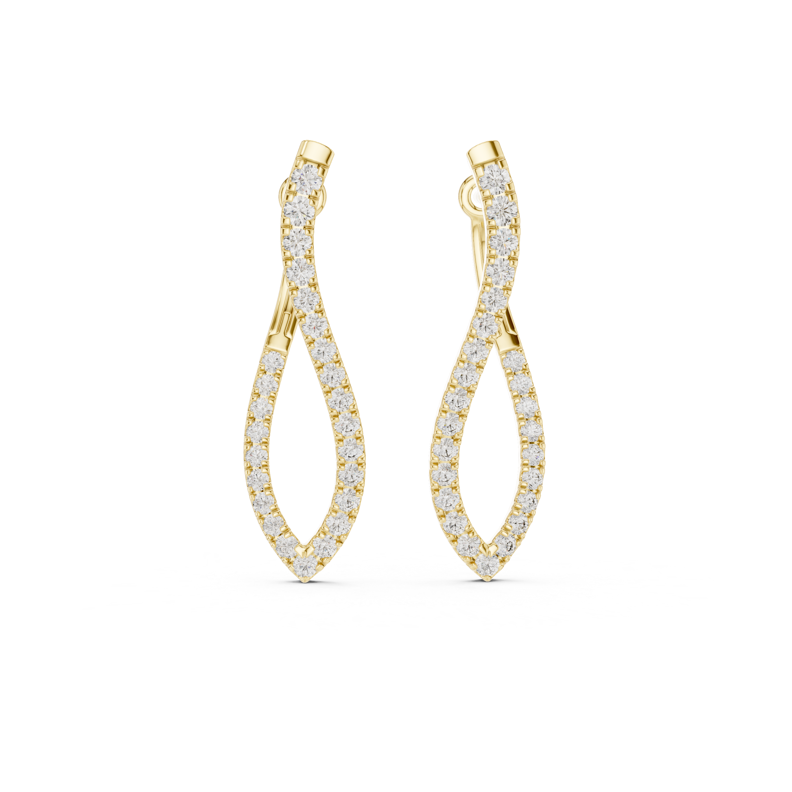 Modern Infinity Style Diamond Drop Earrings in White Gold – Sleek Twisted Hoop Design
