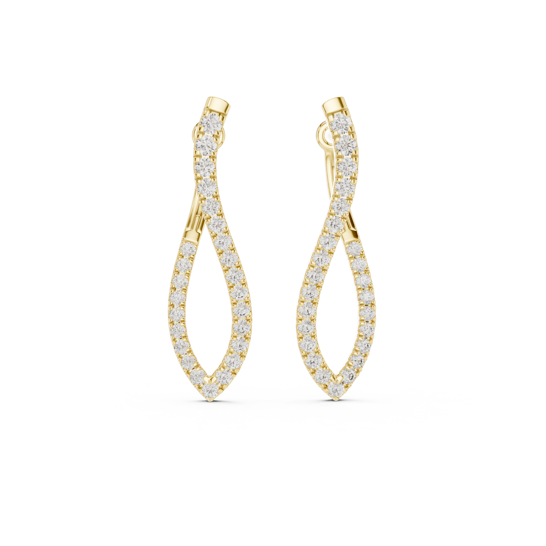 Modern Infinity Style Diamond Drop Earrings in White Gold – Sleek Twisted Hoop Design