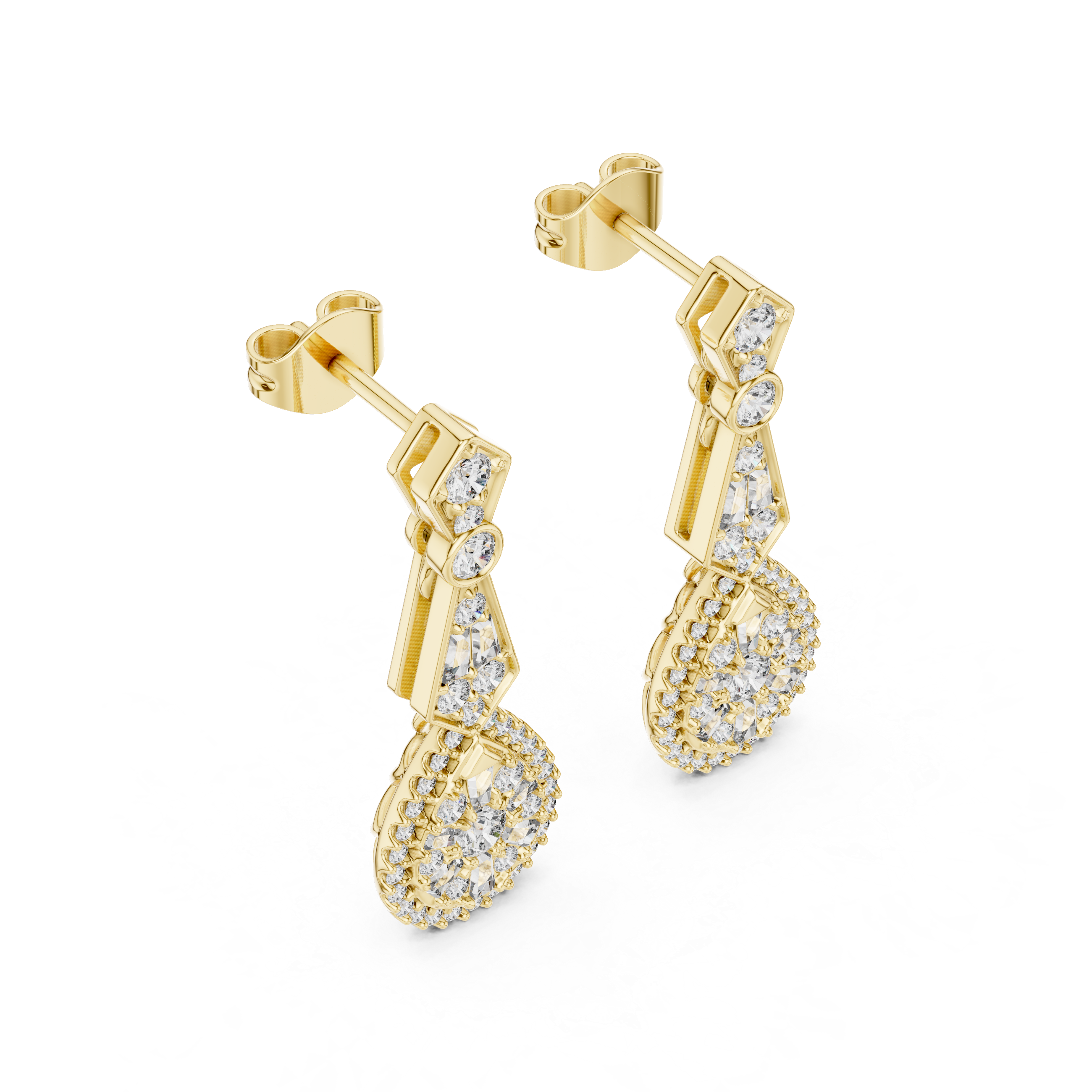 Bridal Rose Gold Diamond Teardrop Earrings – Sparkling Halo Drop Statement Jewelry for Special Occasions