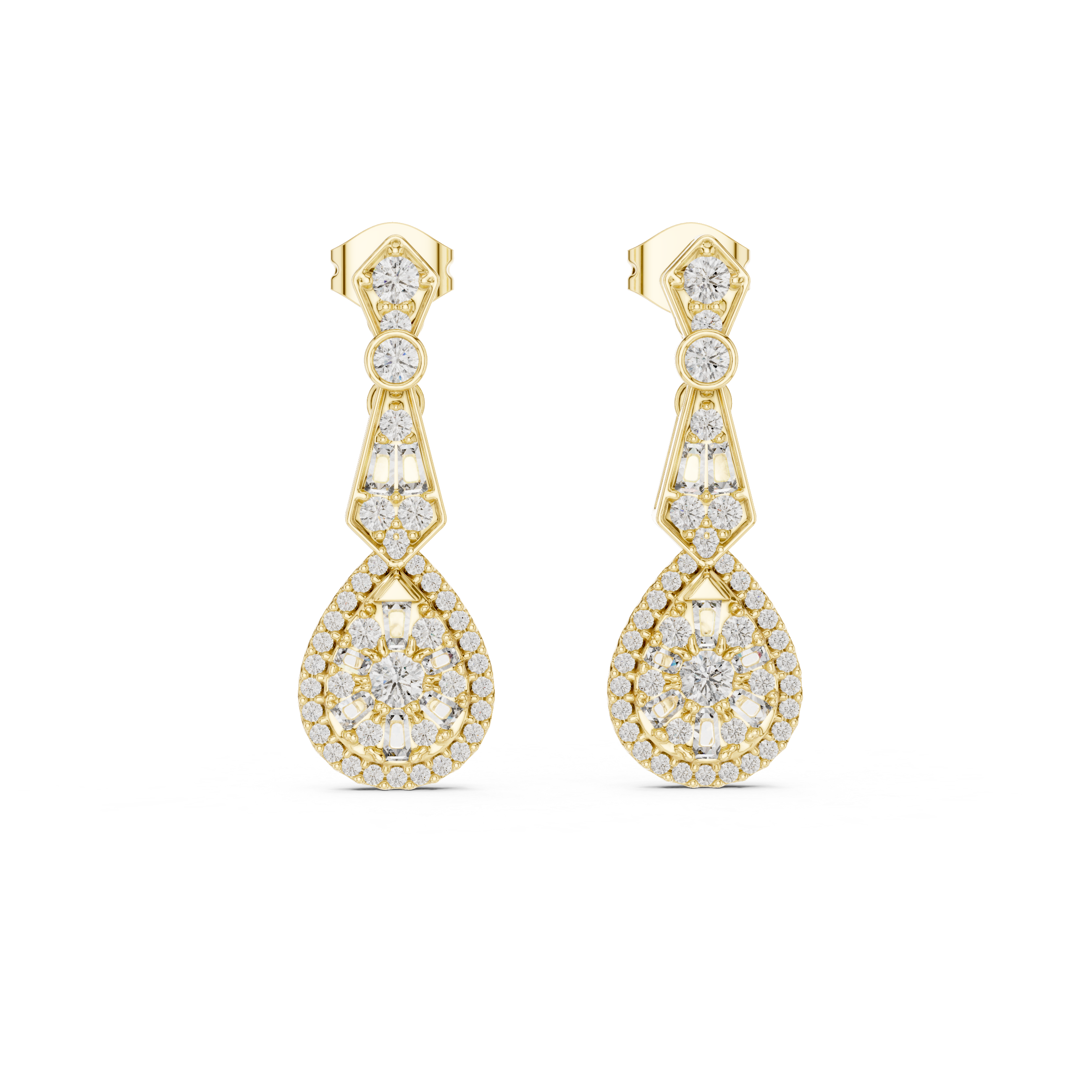 Bridal Rose Gold Diamond Teardrop Earrings – Sparkling Halo Drop Statement Jewelry for Special Occasions