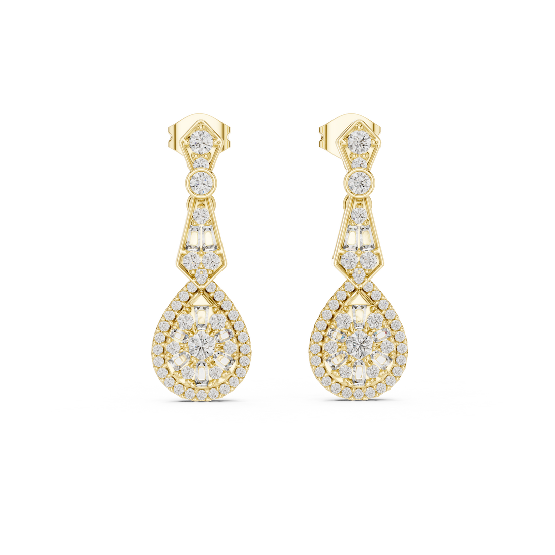 Bridal Rose Gold Diamond Teardrop Earrings – Sparkling Halo Drop Statement Jewelry for Special Occasions