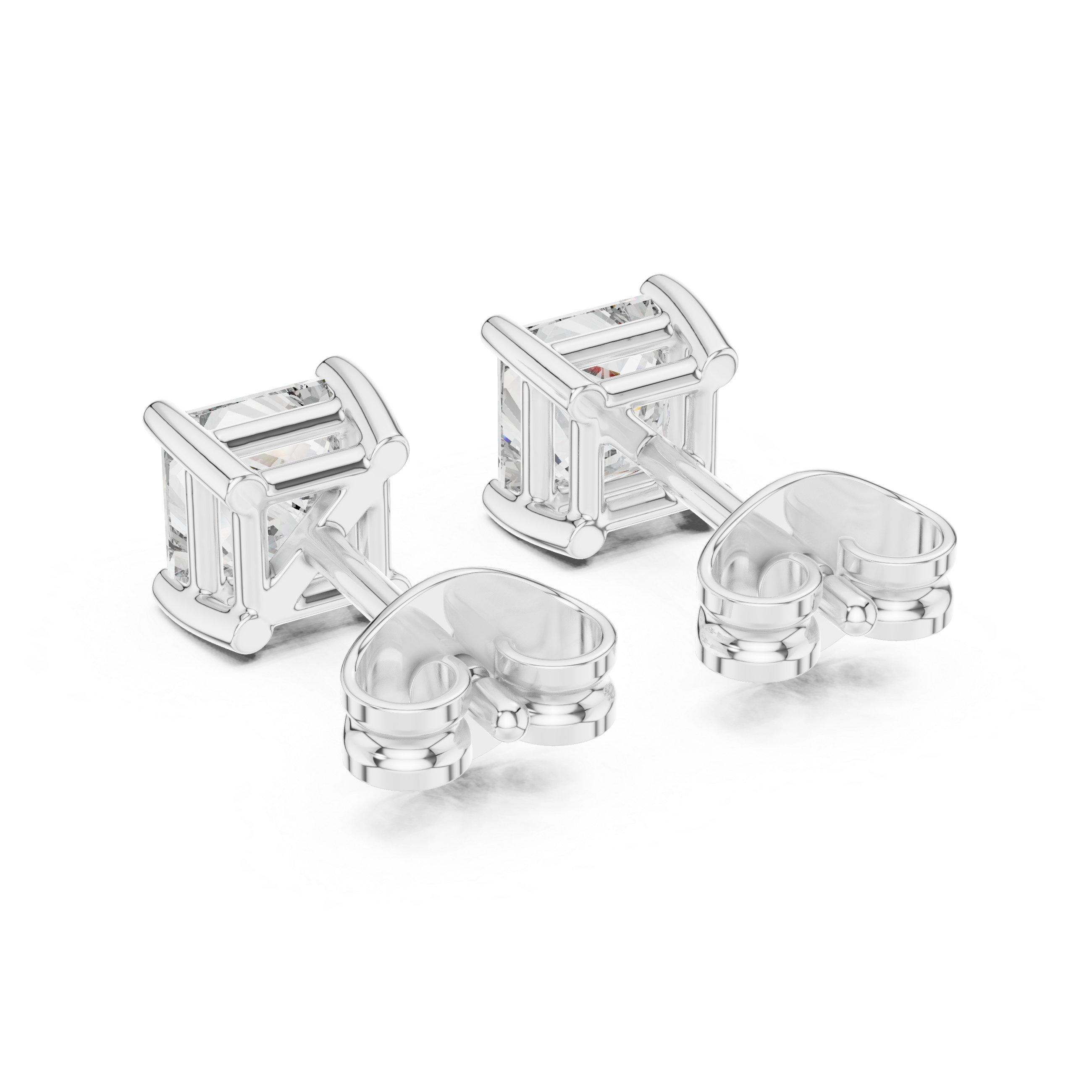 Minimalist Gold Diamond Stud Earrings – Princess Cut Square Solitaire Everyday Style