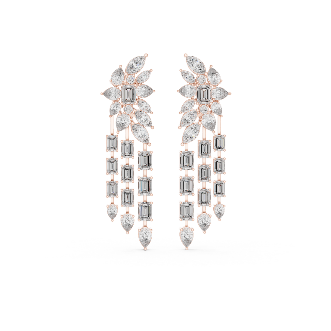 Long Dangle Wedding & Party Wear Jewelry - Premium Gold Diamond Earrings