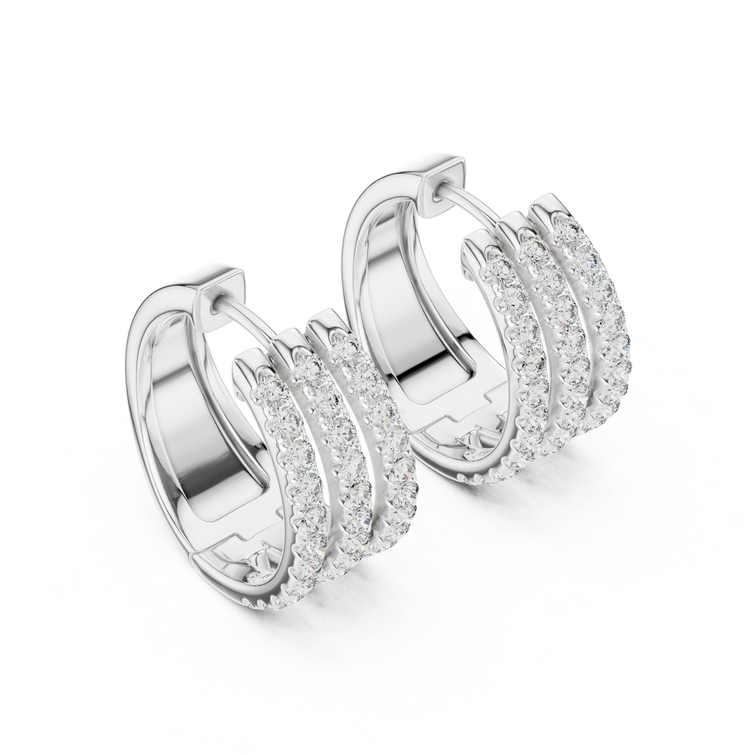 Premium Round Diamond Hoop Earrings in White Gold – Sophisticated Everyday Fine Jewelry Essential (Copy)