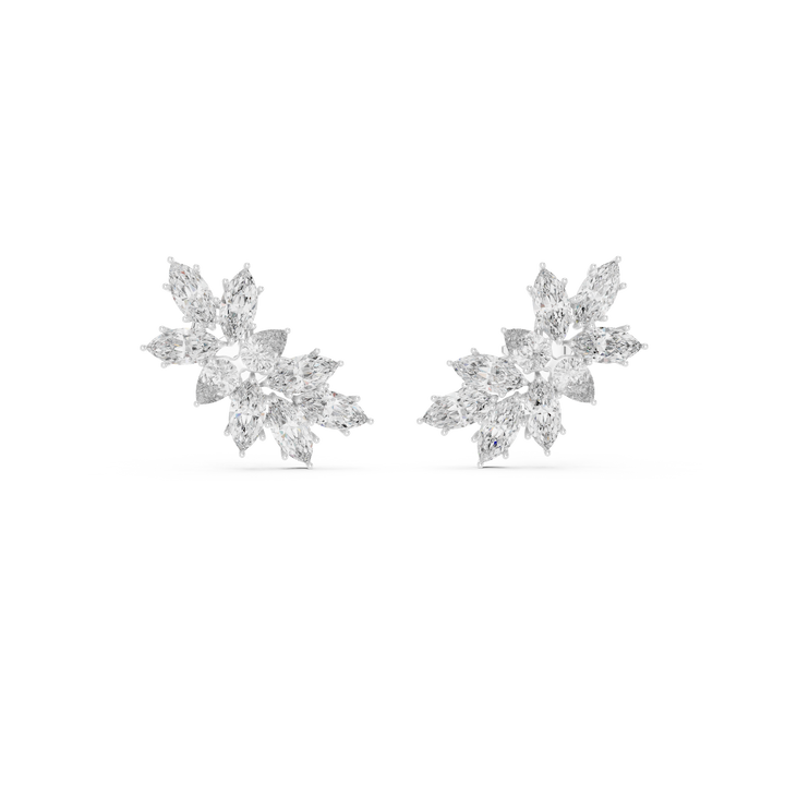 Nature-Inspired Cluster Drop Earrings For Wedding &  Engagement