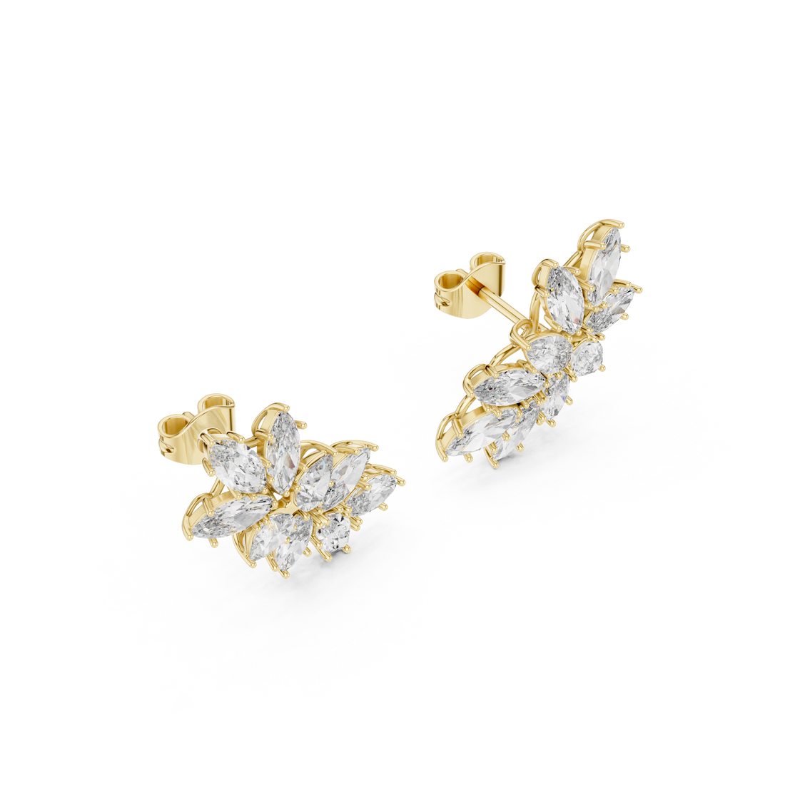Nature-Inspired Cluster Drop Earrings For Wedding &  Engagement