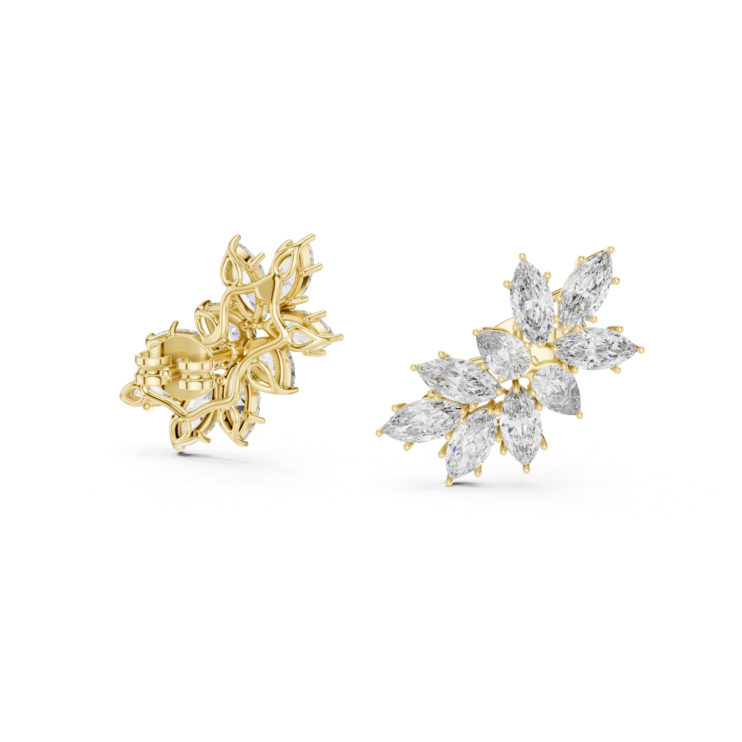 Nature-Inspired Cluster Drop Earrings For Wedding &  Engagement