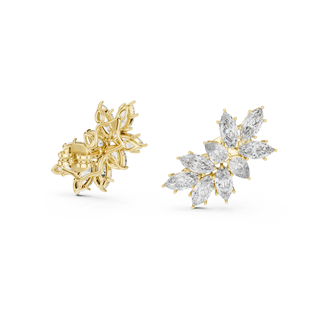 Nature-Inspired Cluster Drop Earrings For Wedding &  Engagement