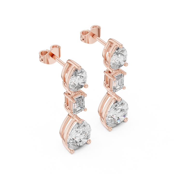 Luxury Bridal Diamond Teardrop Earrings – Rose Gold Design Elegant Wedding Jewelry Gift