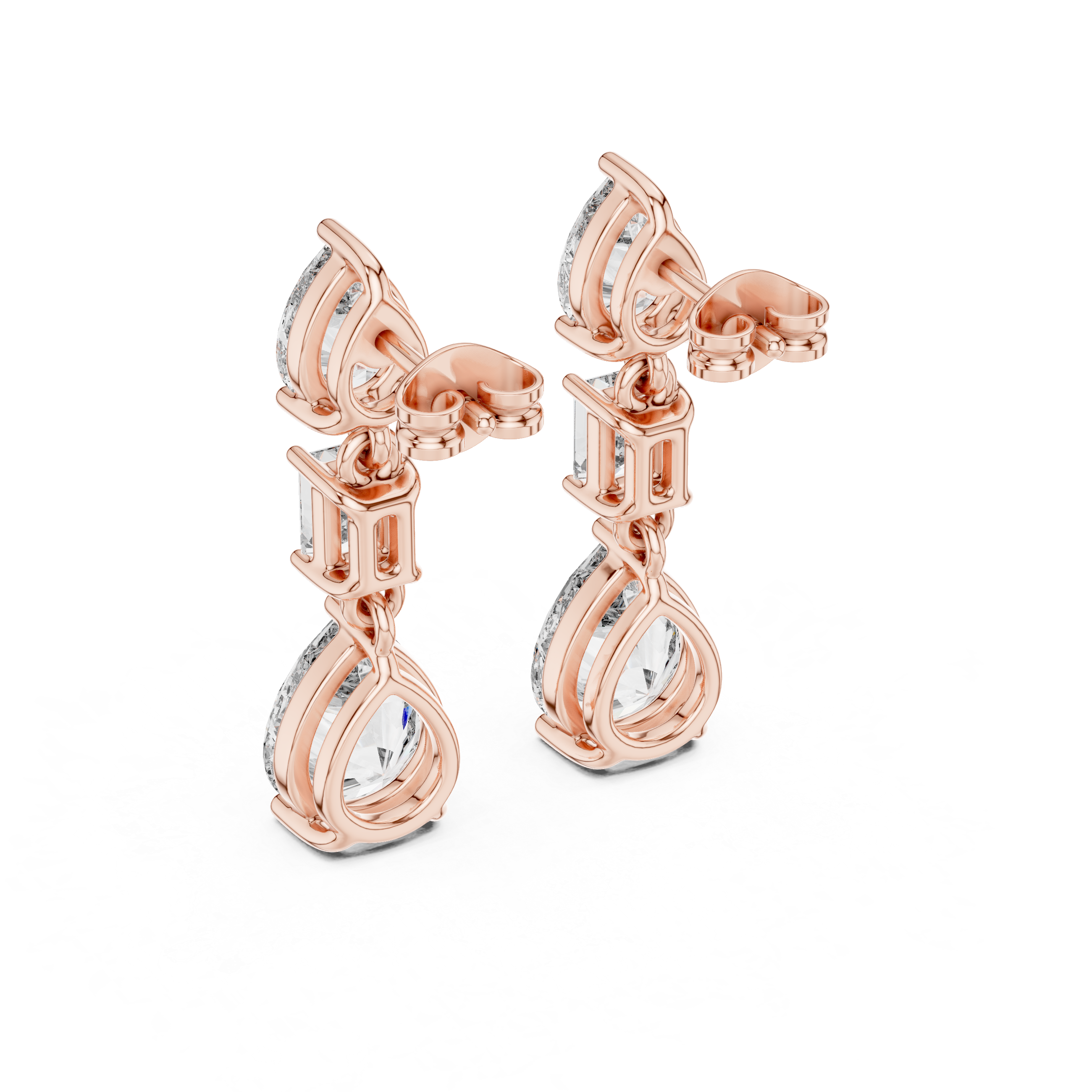 Luxury Bridal Diamond Teardrop Earrings – Rose Gold Design Elegant Wedding Jewelry Gift