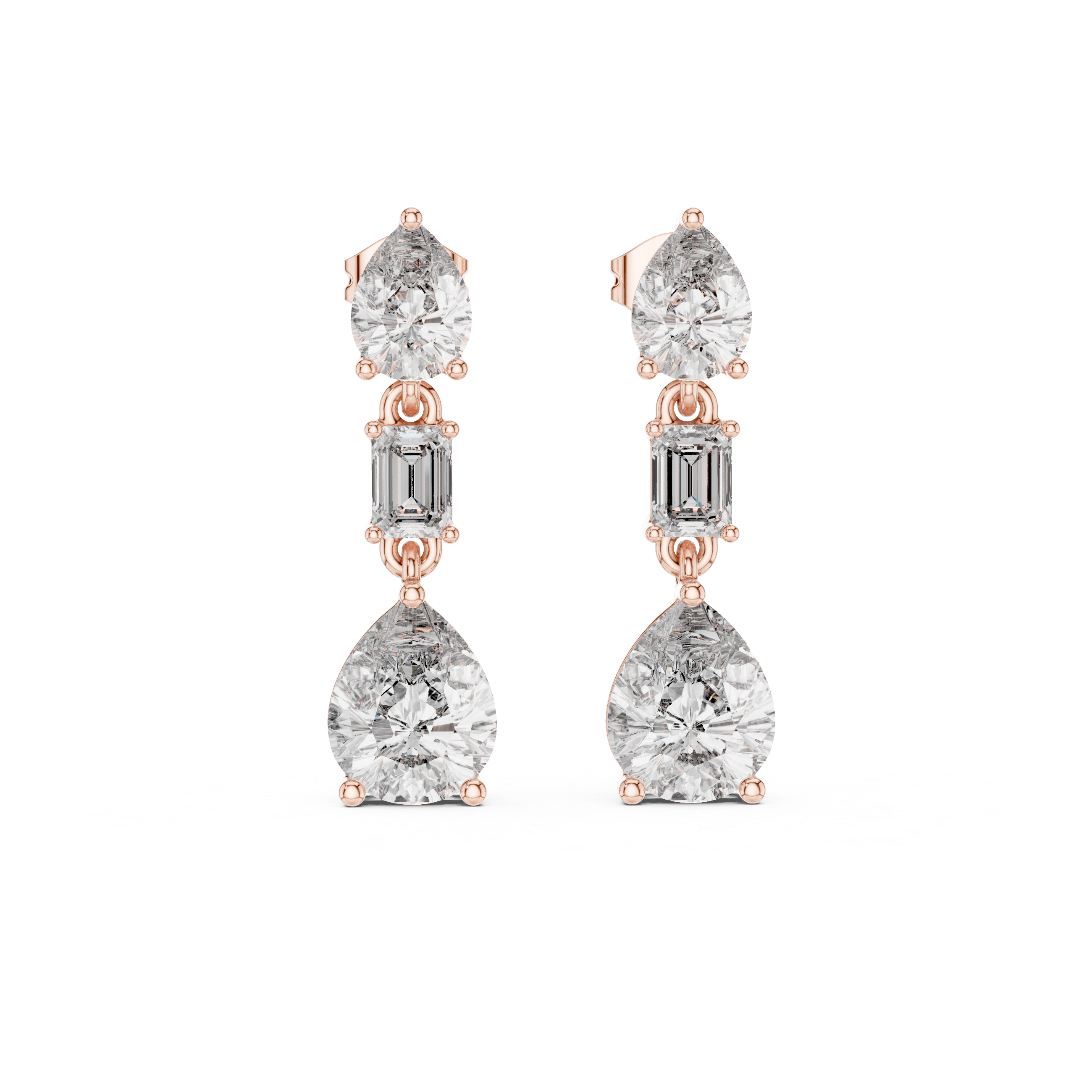 Luxury Bridal Diamond Teardrop Earrings – Rose Gold Design Elegant Wedding Jewelry Gift