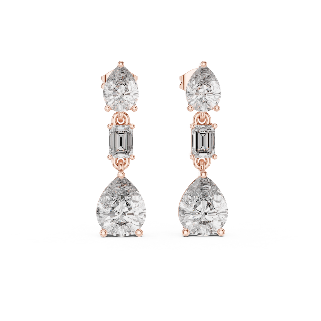 Luxury Bridal Diamond Teardrop Earrings – Rose Gold Design Elegant Wedding Jewelry Gift