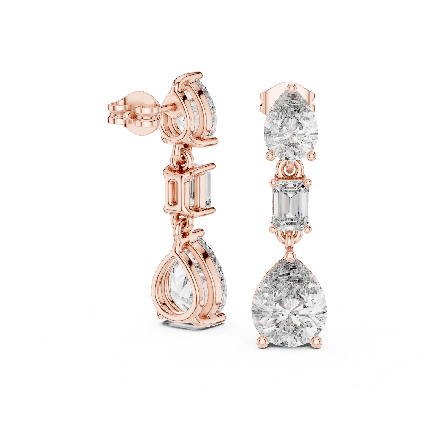 Luxury Bridal Diamond Teardrop Earrings – Rose Gold Design Elegant Wedding Jewelry Gift