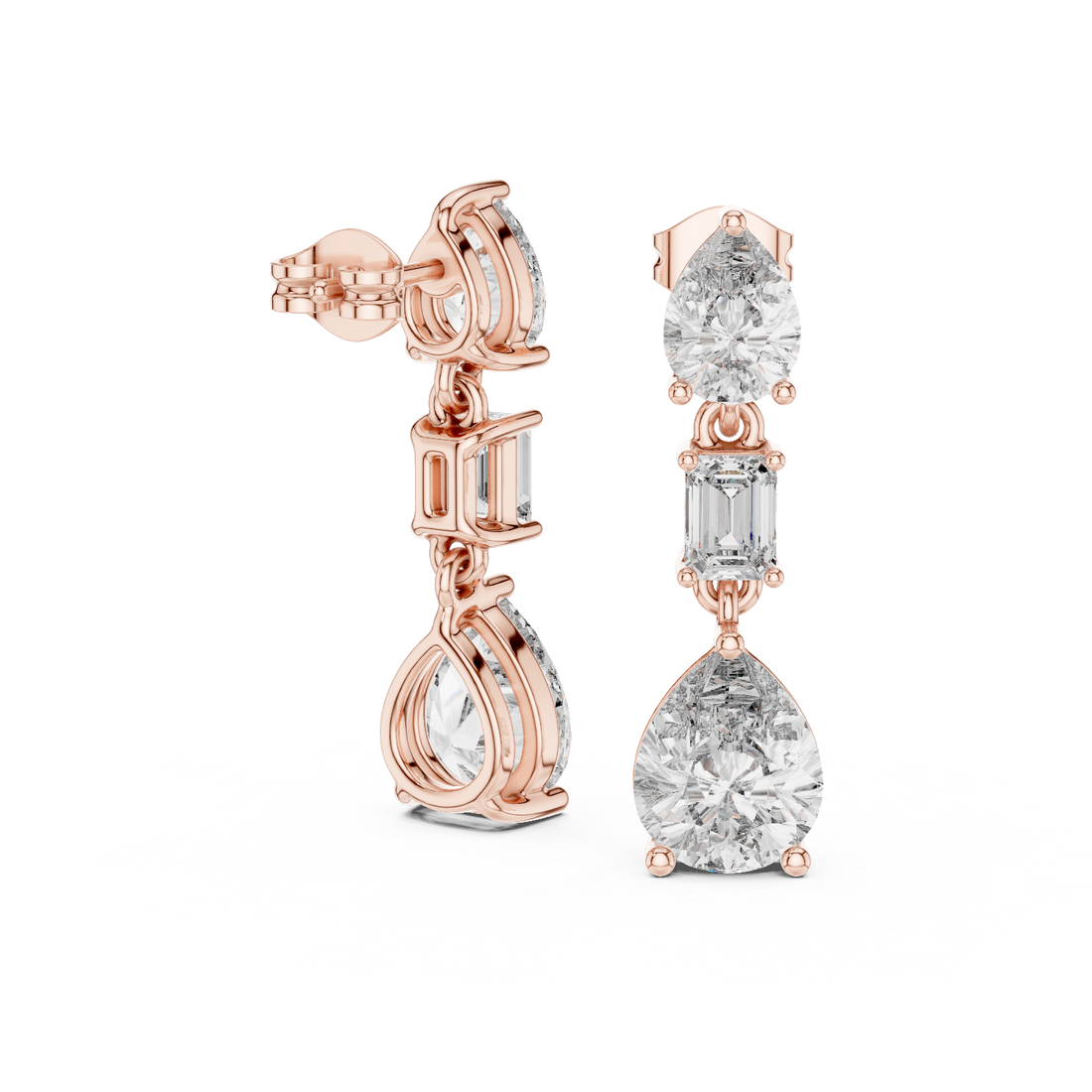 Luxury Bridal Diamond Teardrop Earrings – Rose Gold Design Elegant Wedding Jewelry Gift