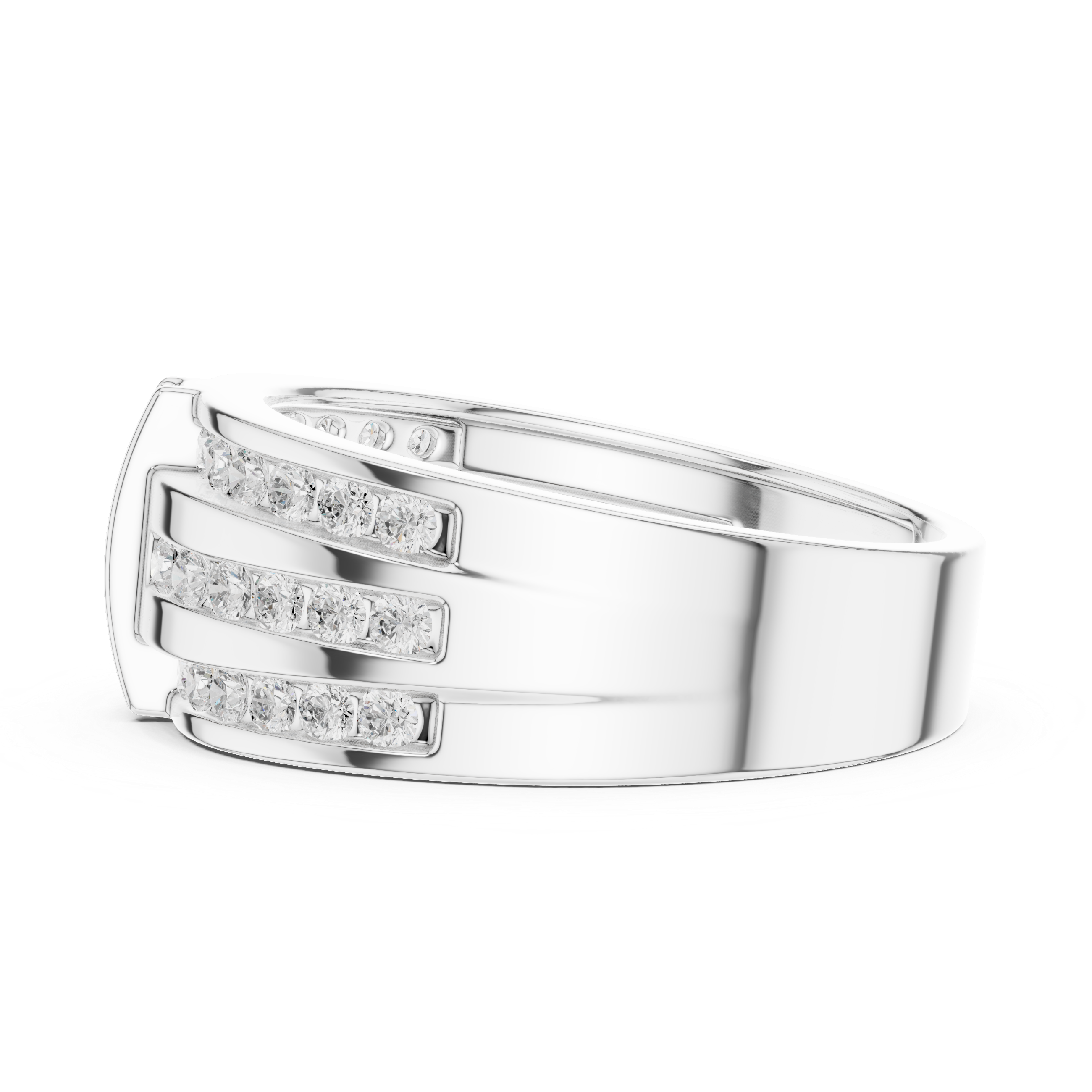 Heavy Look Men’s Rose Gold Ring with Brilliant Diamond Lines