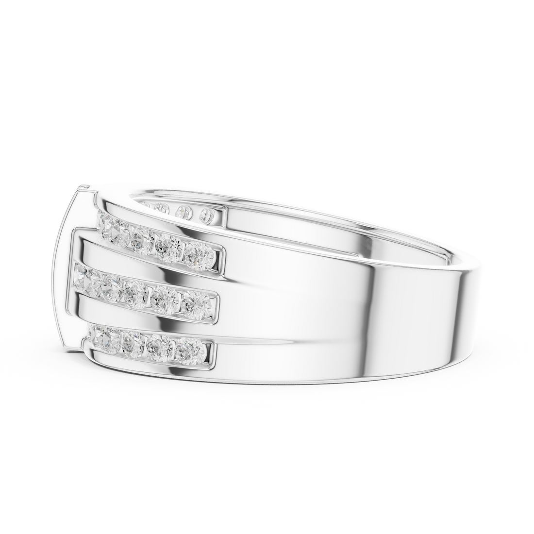 Heavy Look Men’s Rose Gold Ring with Brilliant Diamond Lines