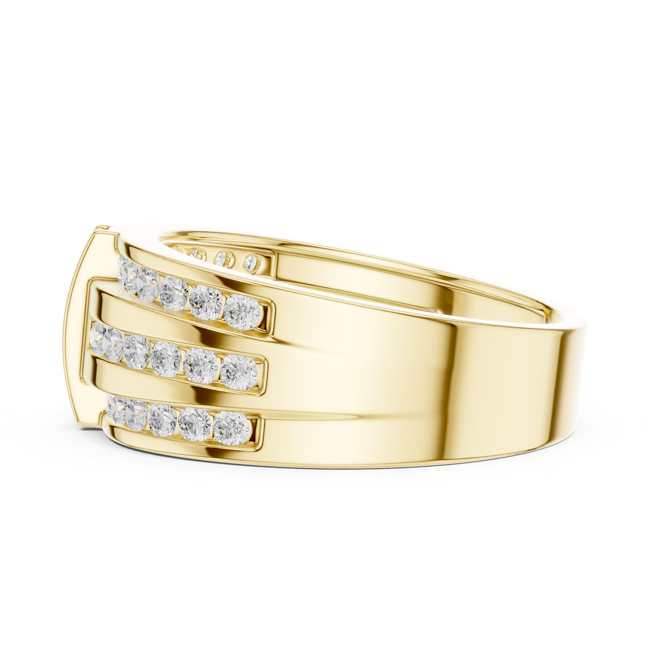 Heavy Look Men’s Rose Gold Ring with Brilliant Diamond Lines