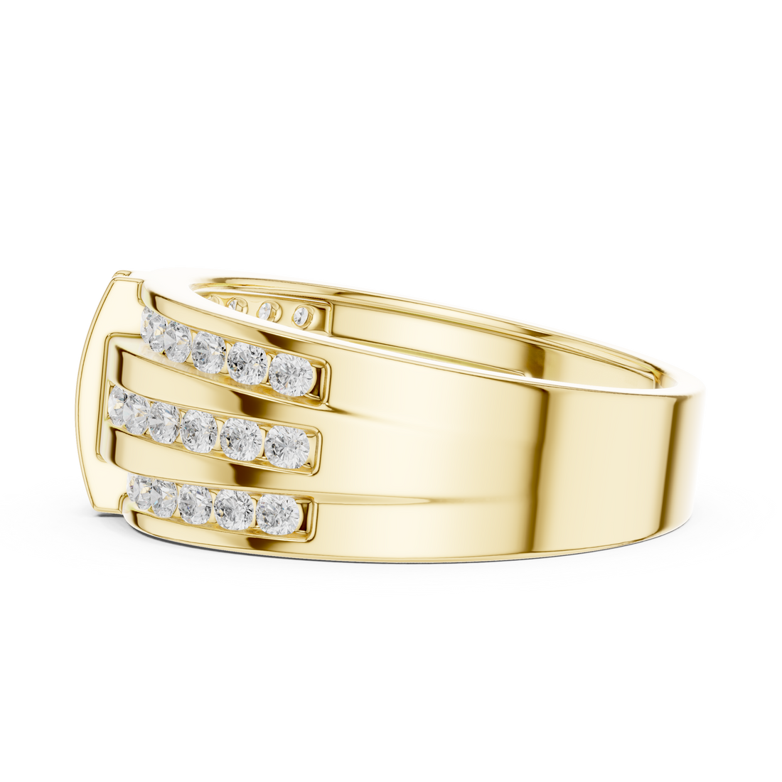 Heavy Look Men’s Rose Gold Ring with Brilliant Diamond Lines