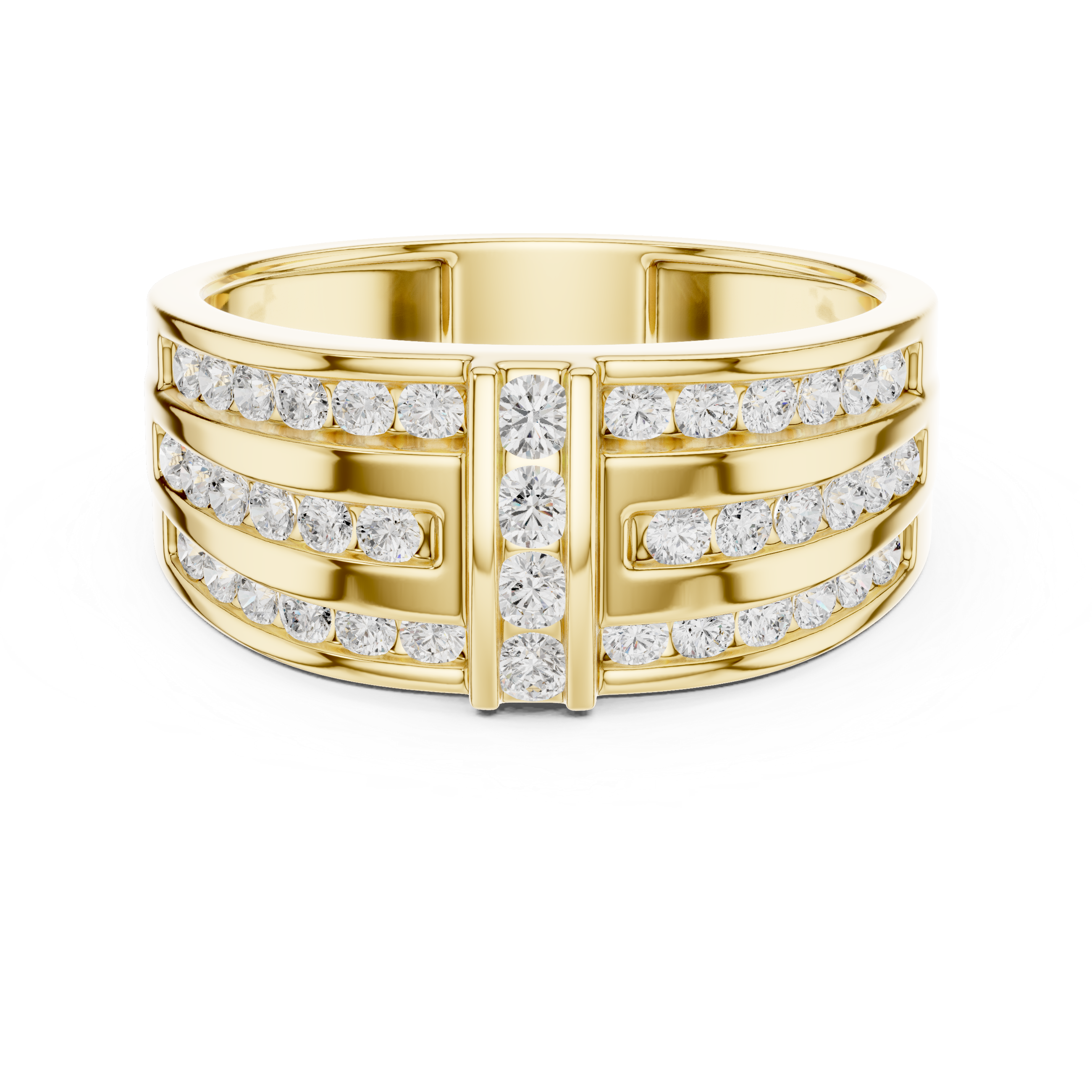 Heavy Look Men’s Rose Gold Ring with Brilliant Diamond Lines
