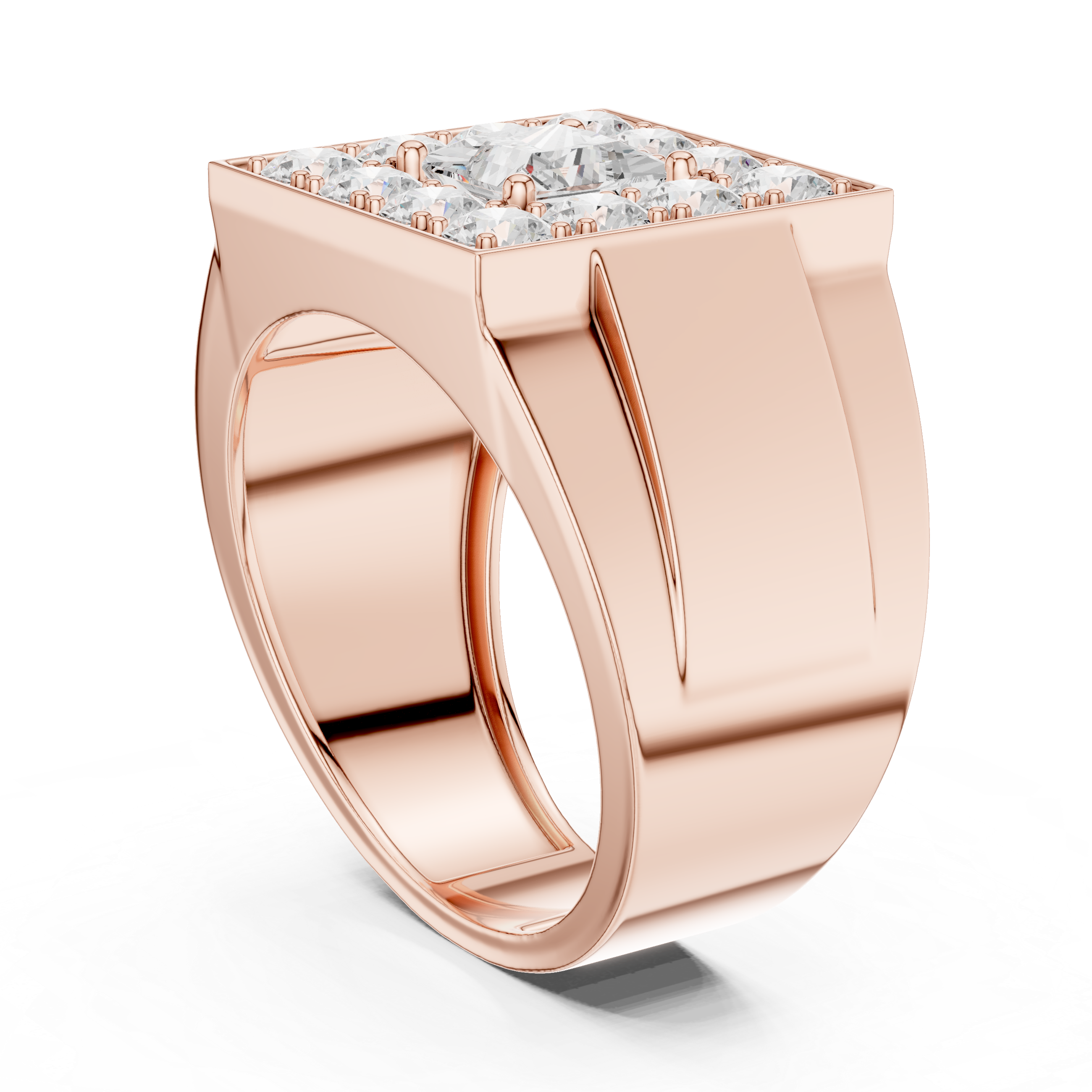 Designer Style Men’s Ring with Structured Diamond Rows