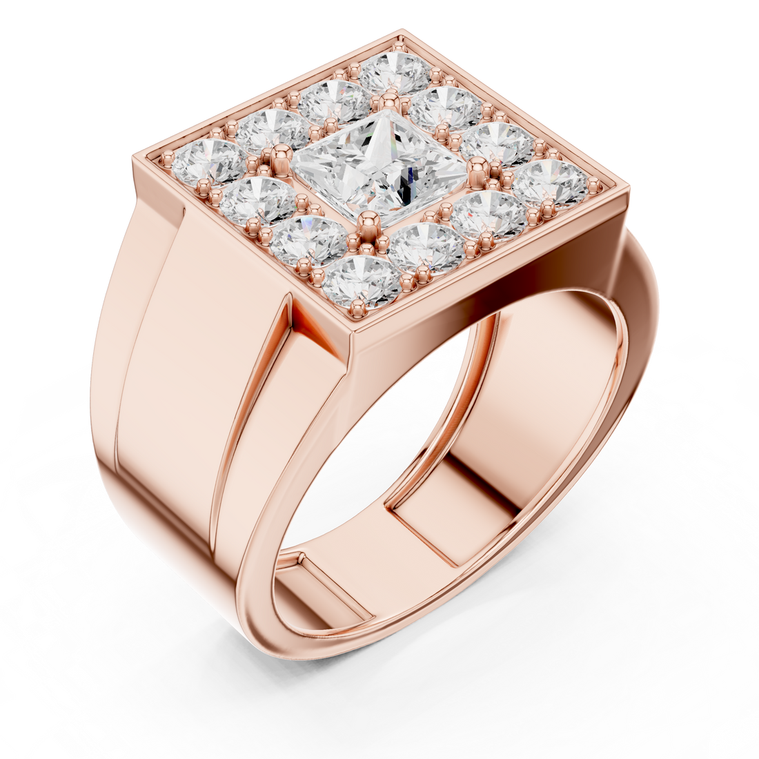Designer Style Men’s Ring with Structured Diamond Rows