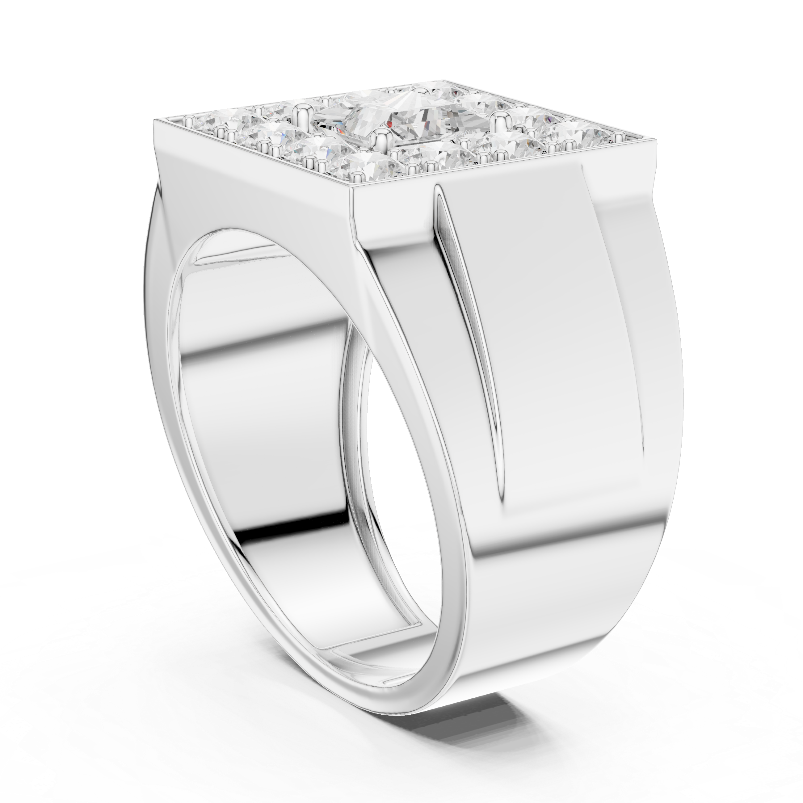 Designer Style Men’s Ring with Structured Diamond Rows