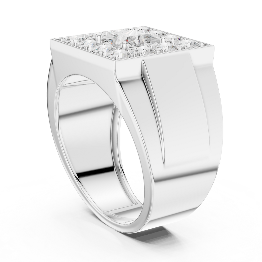 Designer Style Men’s Ring with Structured Diamond Rows