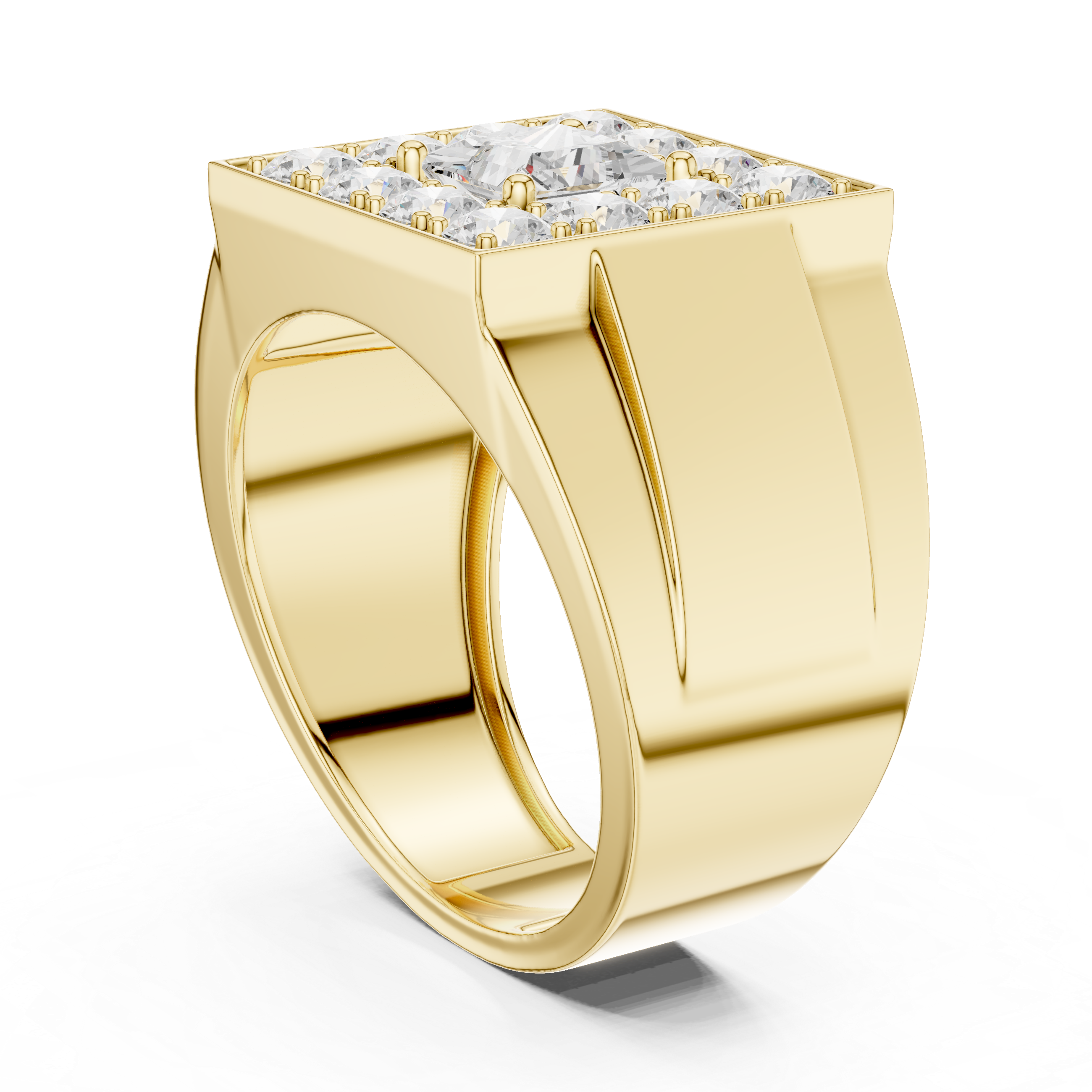 Designer Style Men’s Ring with Structured Diamond Rows