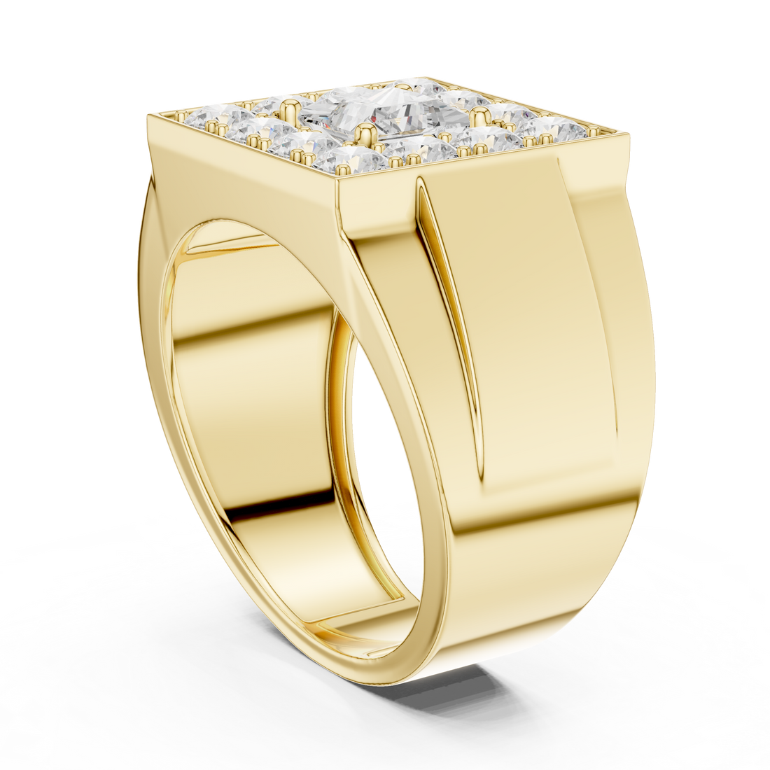 Designer Style Men’s Ring with Structured Diamond Rows