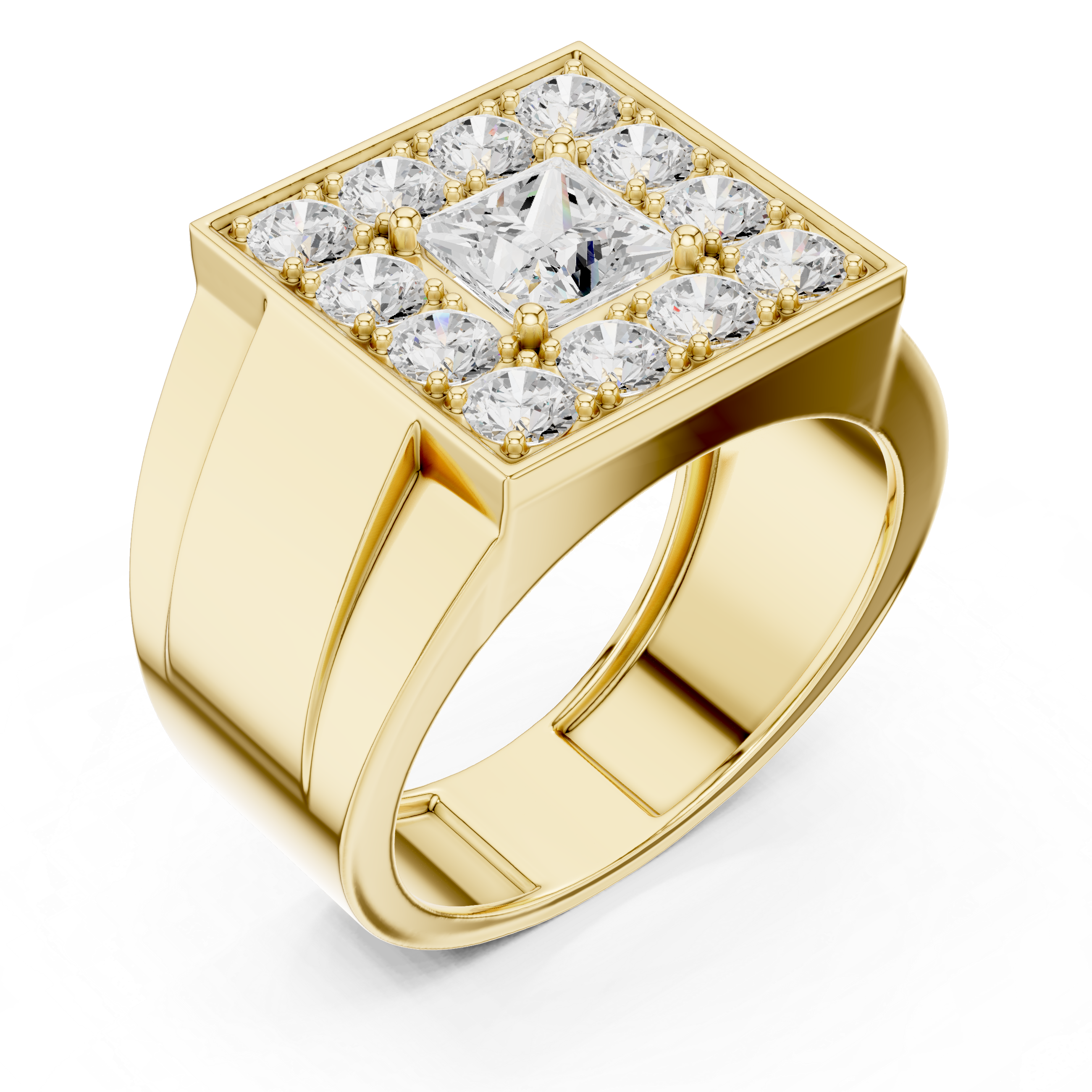 Designer Style Men’s Ring with Structured Diamond Rows