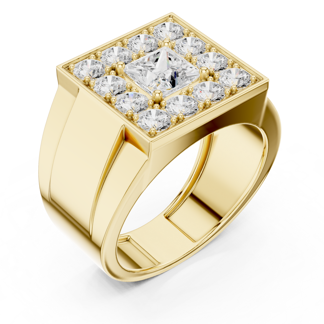 Designer Style Men’s Ring with Structured Diamond Rows