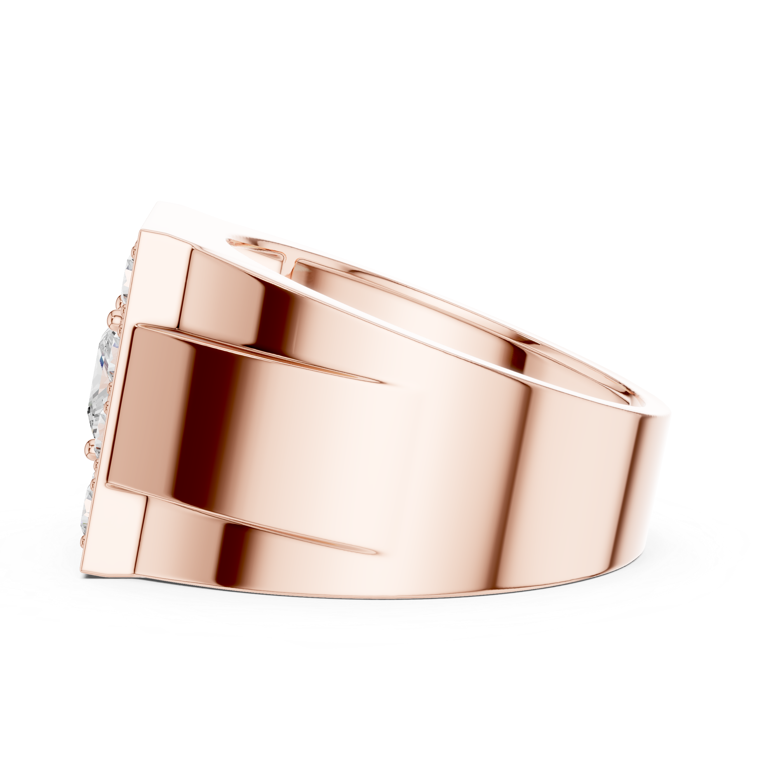 Designer Style Men’s Ring with Structured Diamond Rows
