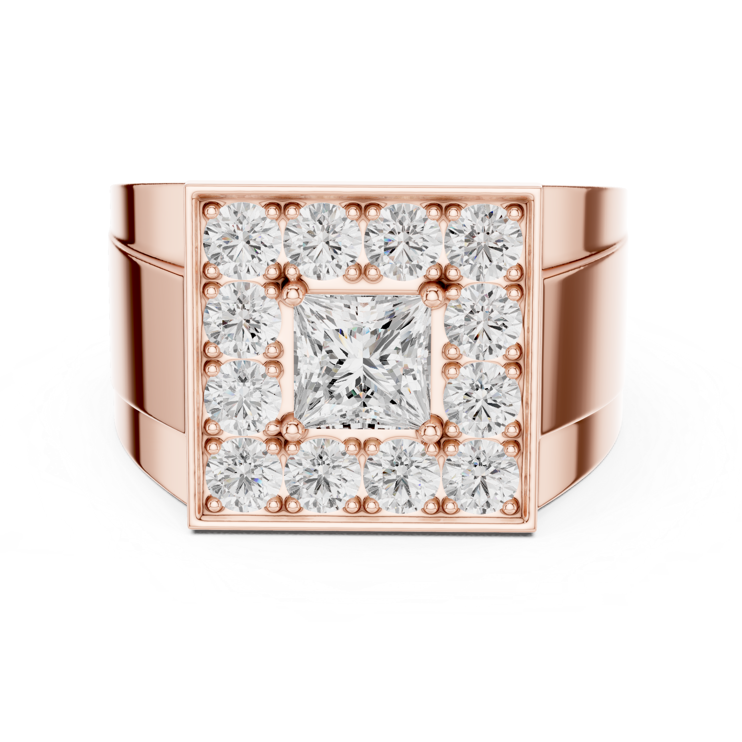 Designer Style Men’s Ring with Structured Diamond Rows