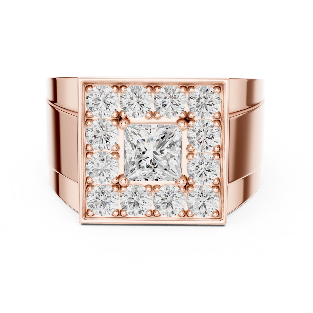 Designer Style Men’s Ring with Structured Diamond Rows