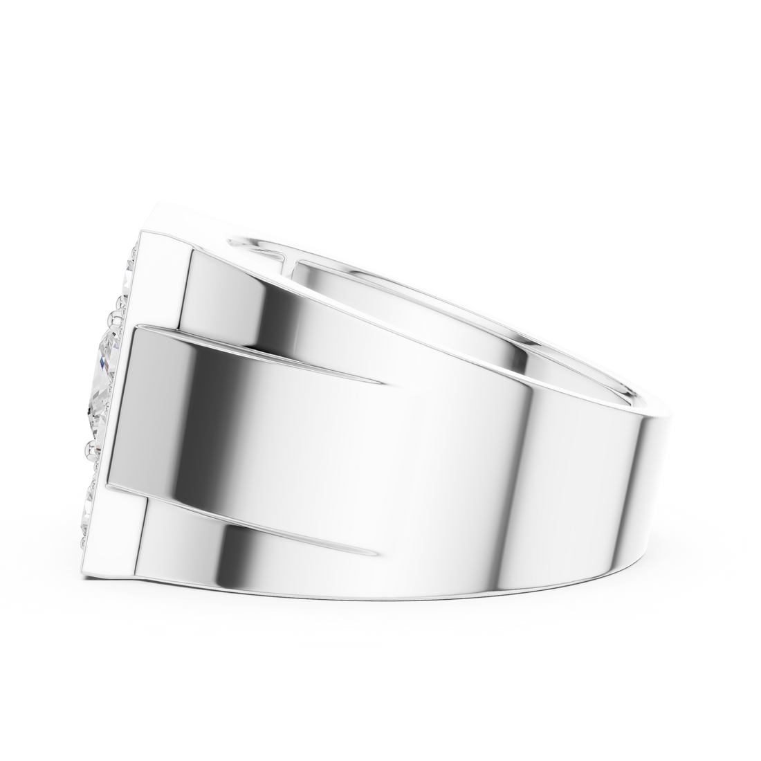 Designer Style Men’s Ring with Structured Diamond Rows
