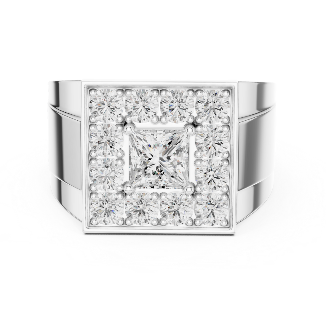 Designer Style Men’s Ring with Structured Diamond Rows