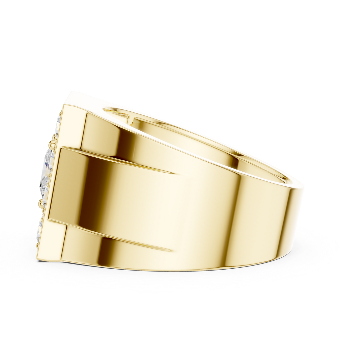 Designer Style Men’s Ring with Structured Diamond Rows