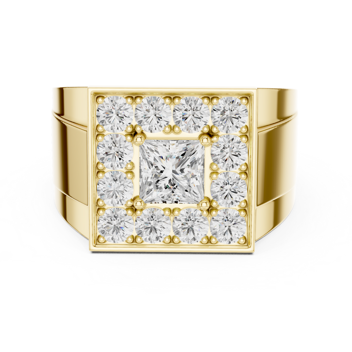 Designer Style Men’s Ring with Structured Diamond Rows
