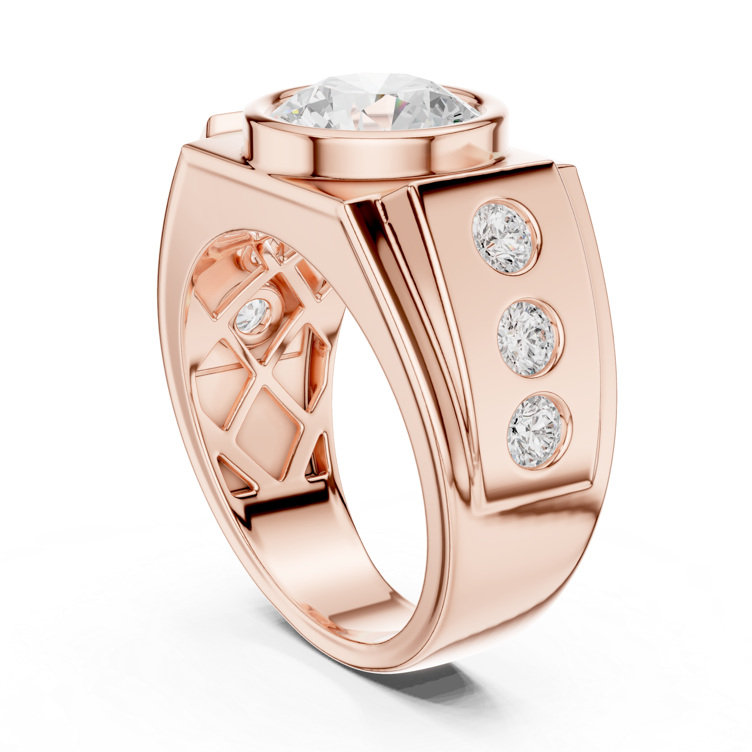 Contemporary Wide Band Diamond Ring for Men